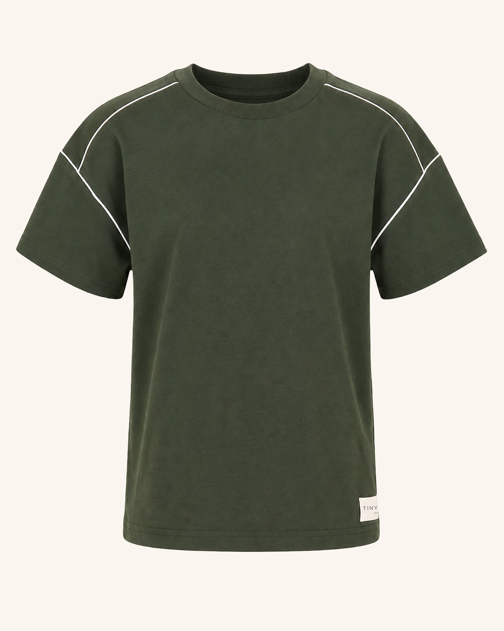 Green Piping Drop Shoulder Tee