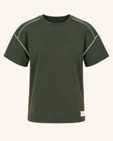 Green Piping Drop Shoulder Tee