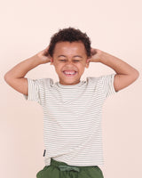 Green Rib Drop Shoulder Stripe Tee