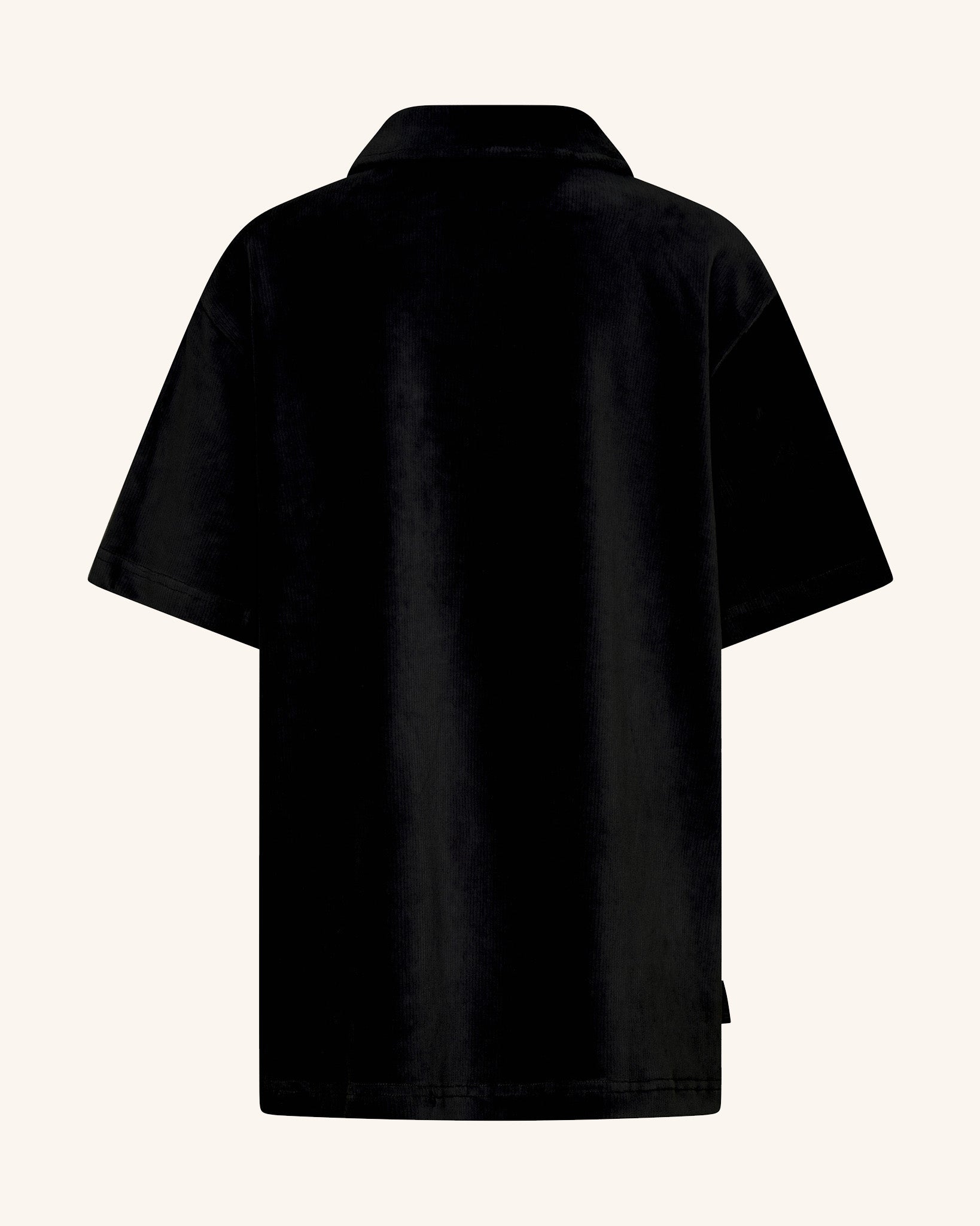 Chemise boutonnée à manches courtes en velours côtelé noir