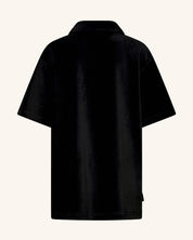 Chemise boutonnée à manches courtes en velours côtelé noir
