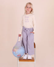Pantalon lilas à jambes larges et ceinture