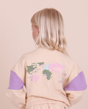 Sweat-shirt lilas à col montant zippé