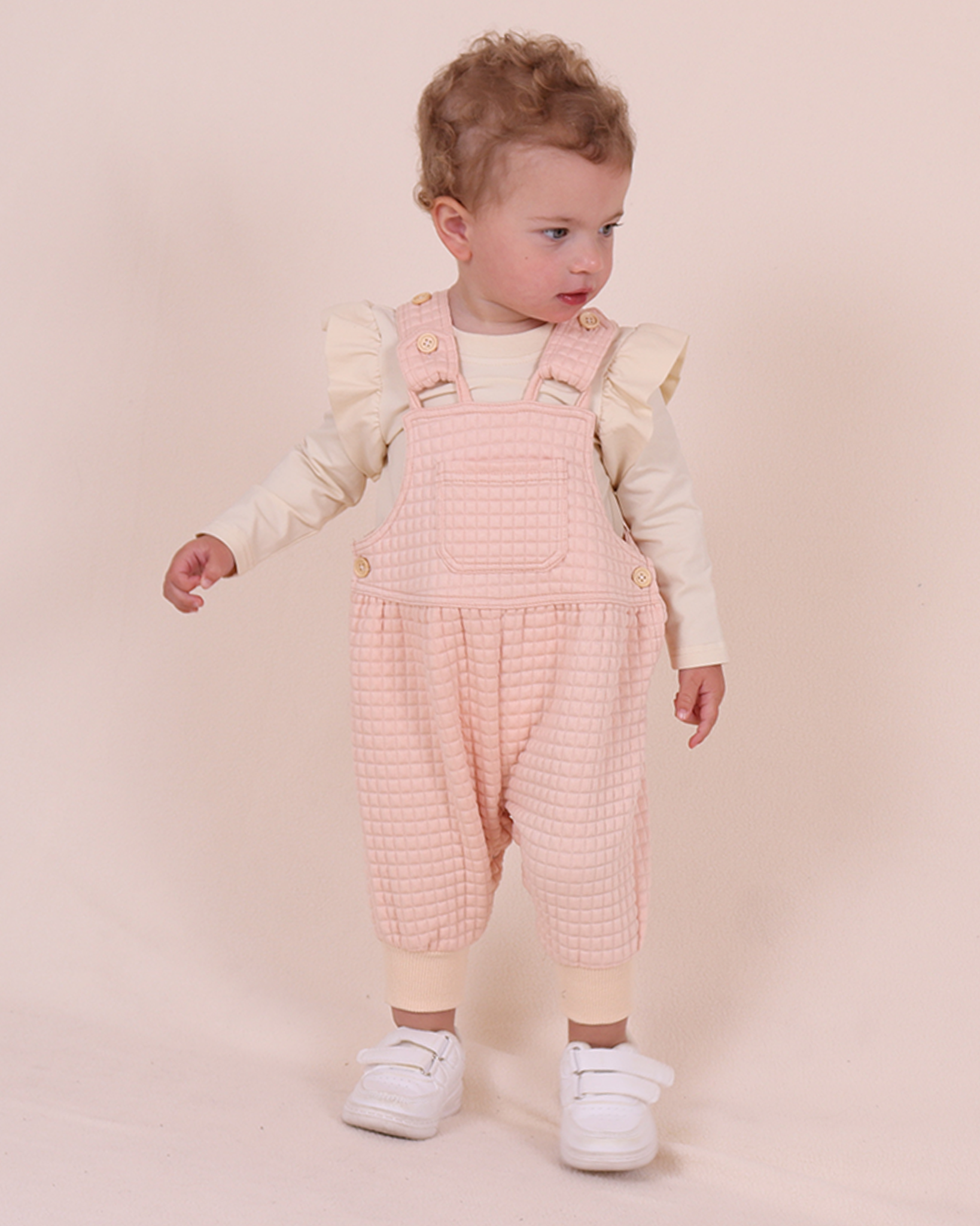 Cream Waffle Dungaree