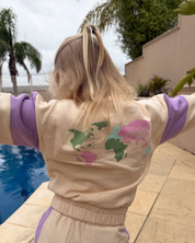 Sweat-shirt lilas à col montant zippé