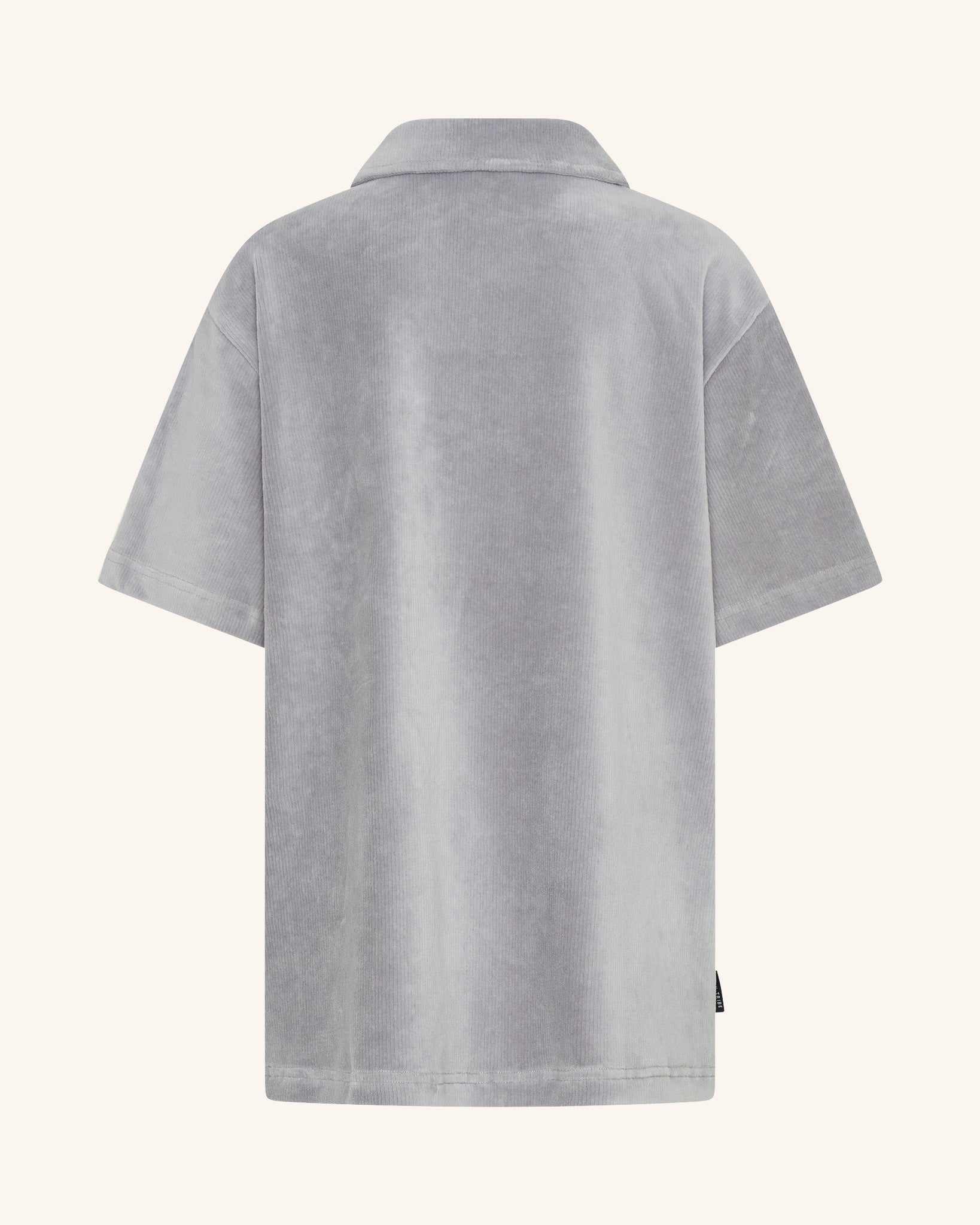 Grey Corduroy Short Sleeve Button Up Shirt