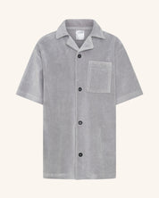 Grey Corduroy Short Sleeve Button Up Shirt