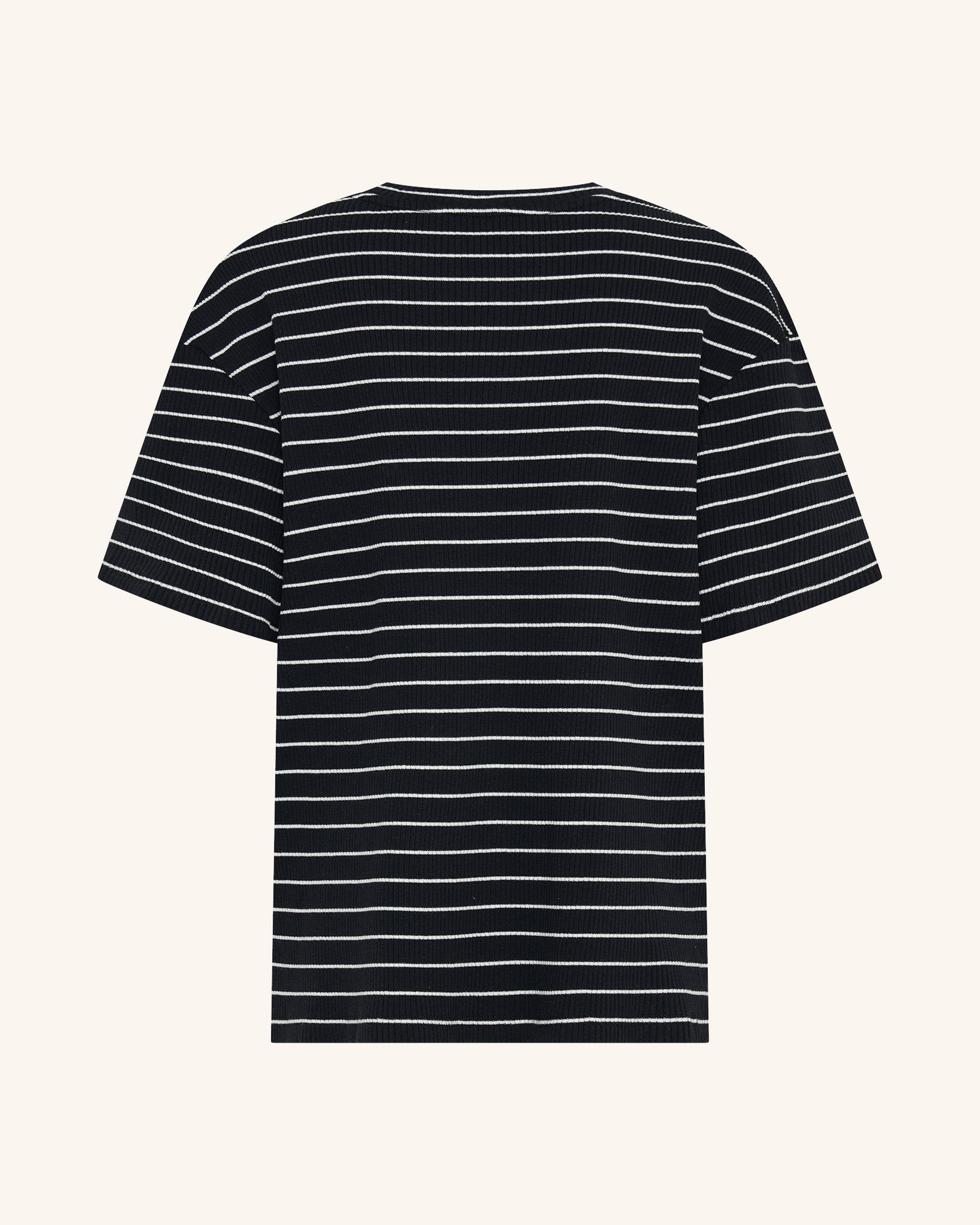 Black Short Sleeve Stripe Ribb Top