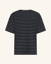 Black Short Sleeve Stripe Ribb Top