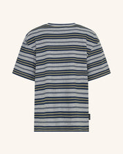 Grey and Green Short Sleeve Stripe Ribb Top